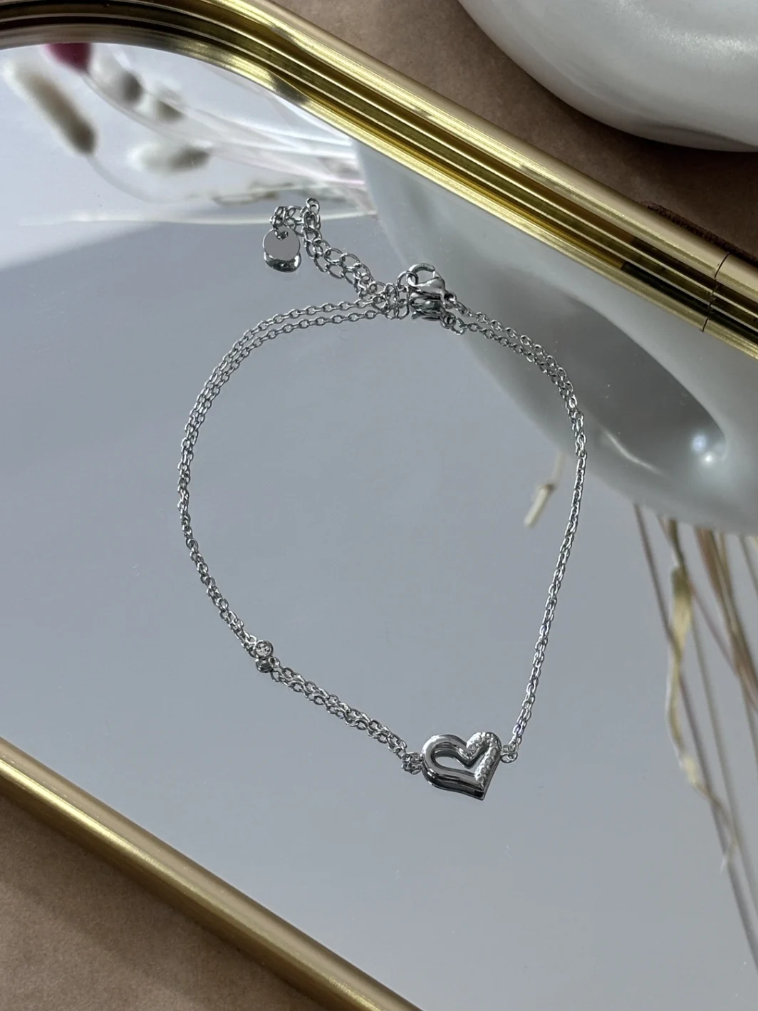 Βραχιόλι Ποδιού Empty Heart Silver