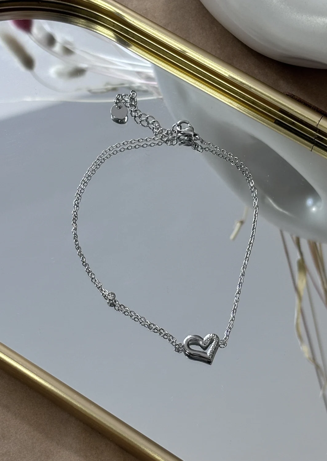 Βραχιόλι Ποδιού Empty Heart Silver