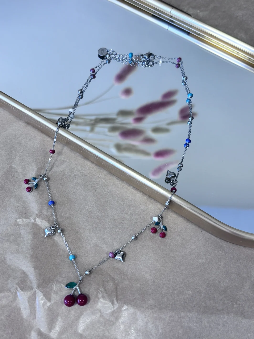 Κολιέ Cherries Heart Silver