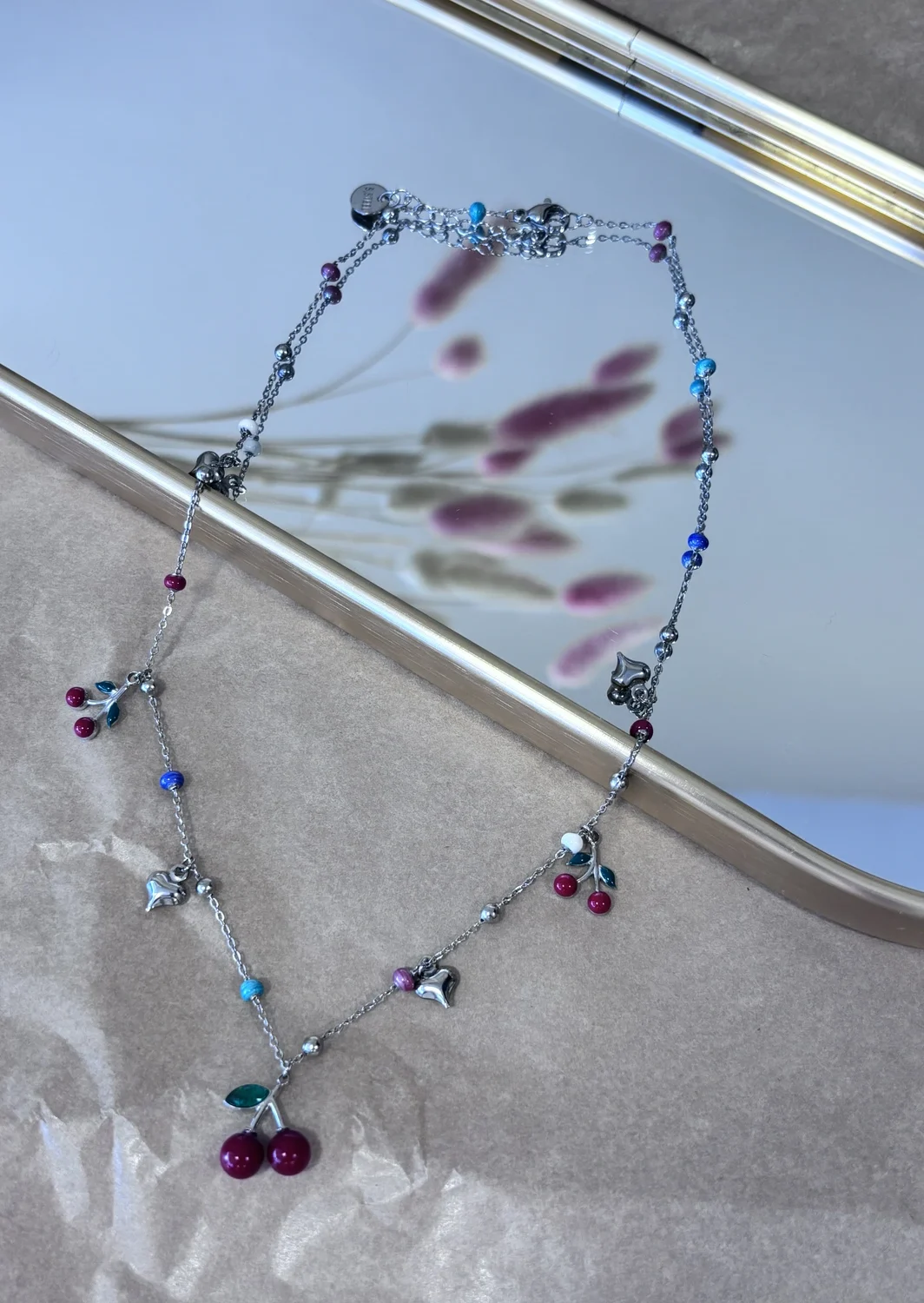 Κολιέ Cherries Heart Silver