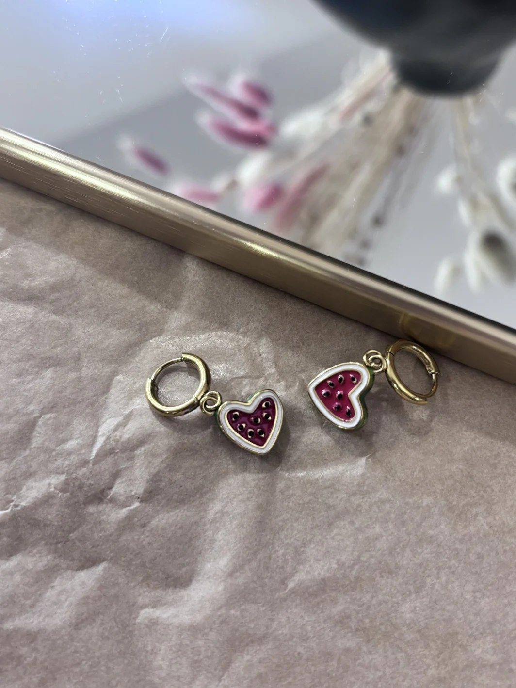 Σκουλαρίκια Watermelon Heart Gold