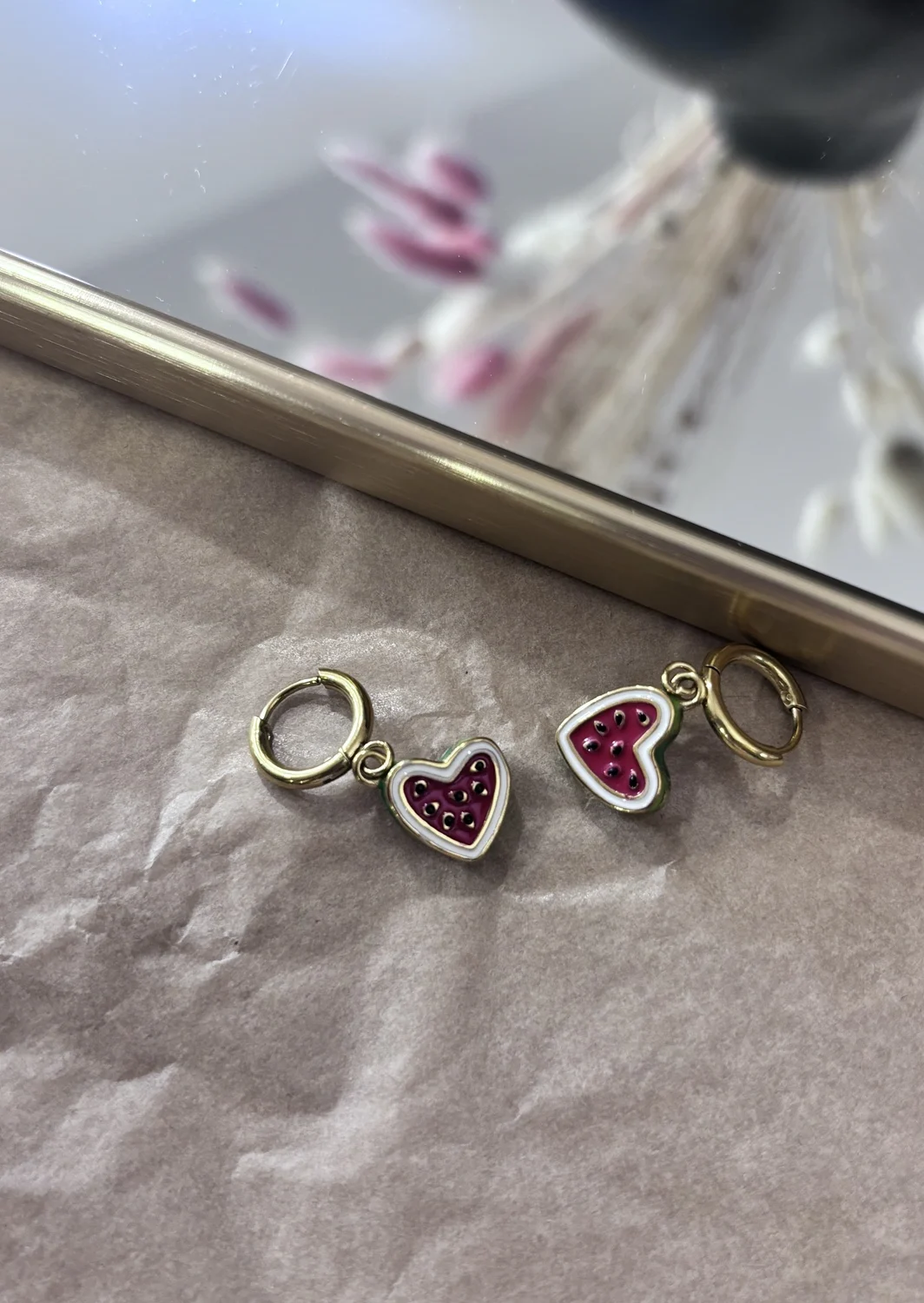 Σκουλαρίκια Watermelon Heart Gold