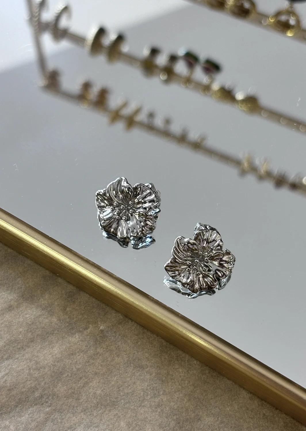 Σκουλαρίκια Flowers Silver