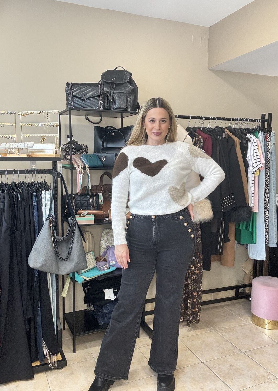 Jean με χρυσά κουμπιά plus size