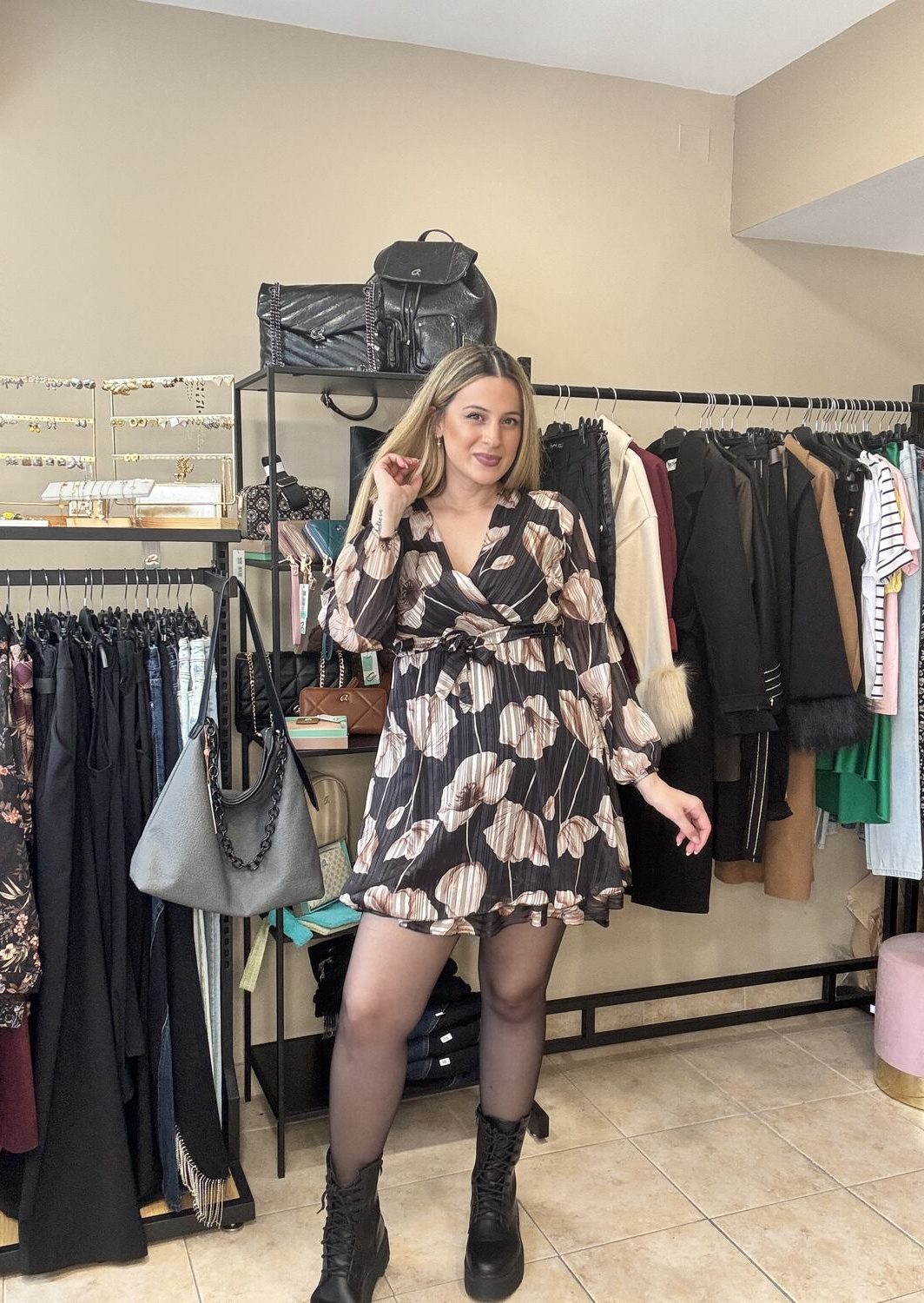 Φόρεμα Μπεζ Λουλούδια