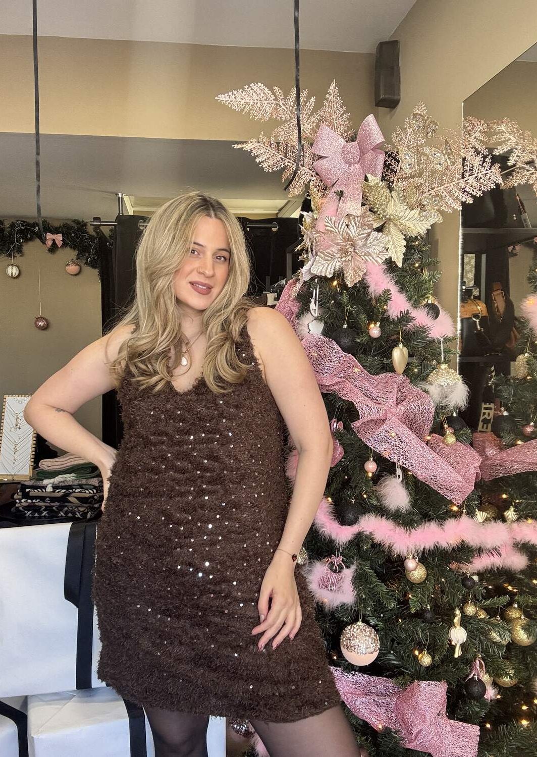 Φόρεμα Γουνάκι Με Παγέτα