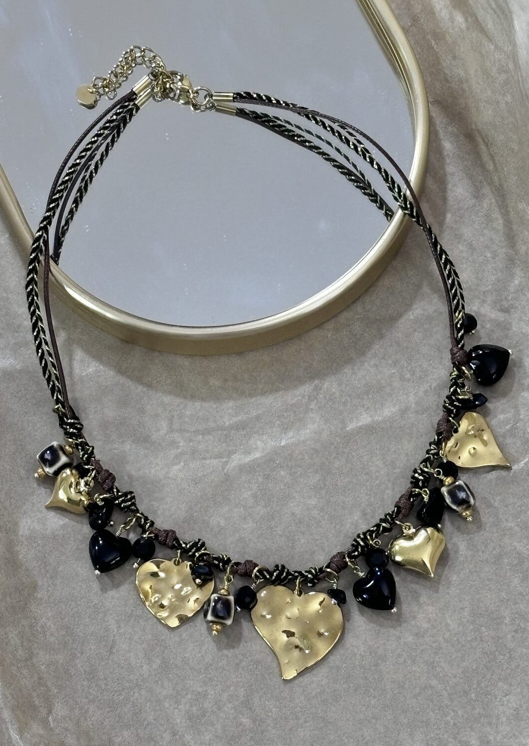 Κολιέ Black Gold Heart