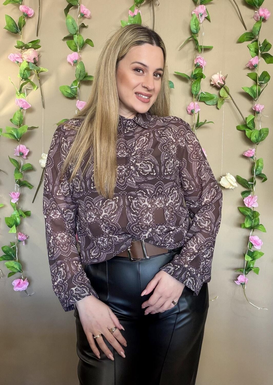 Πουκάμισο Καφέ Με Λαχούρια