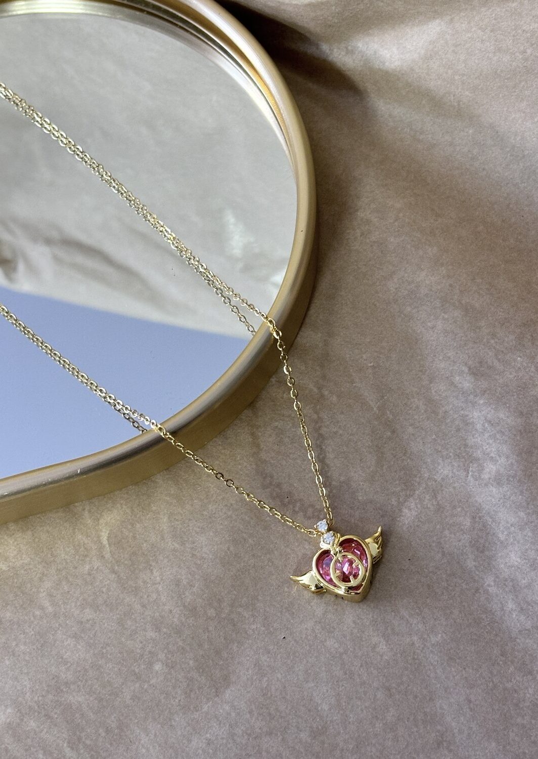 Κολιέ Pink Angel Heart Gold