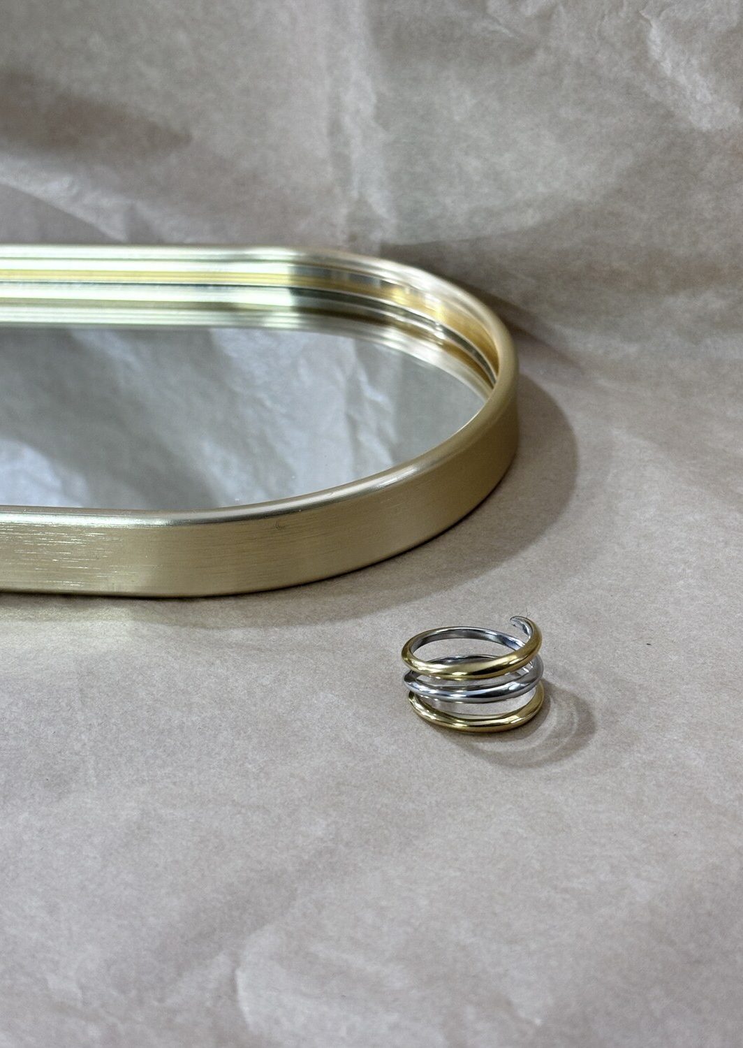 Δαχτυλίδι Three Lines Gold n Silver