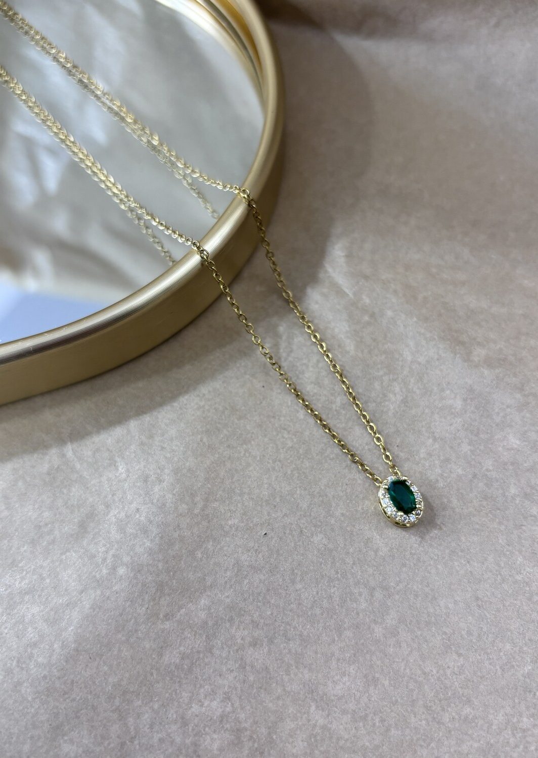 Κολιέ Πράσινη Πέτρα Gold