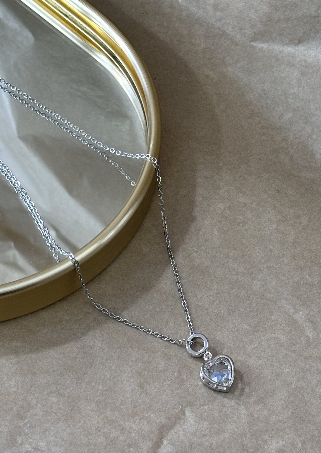 Κολιέ Heart Diamond Silver