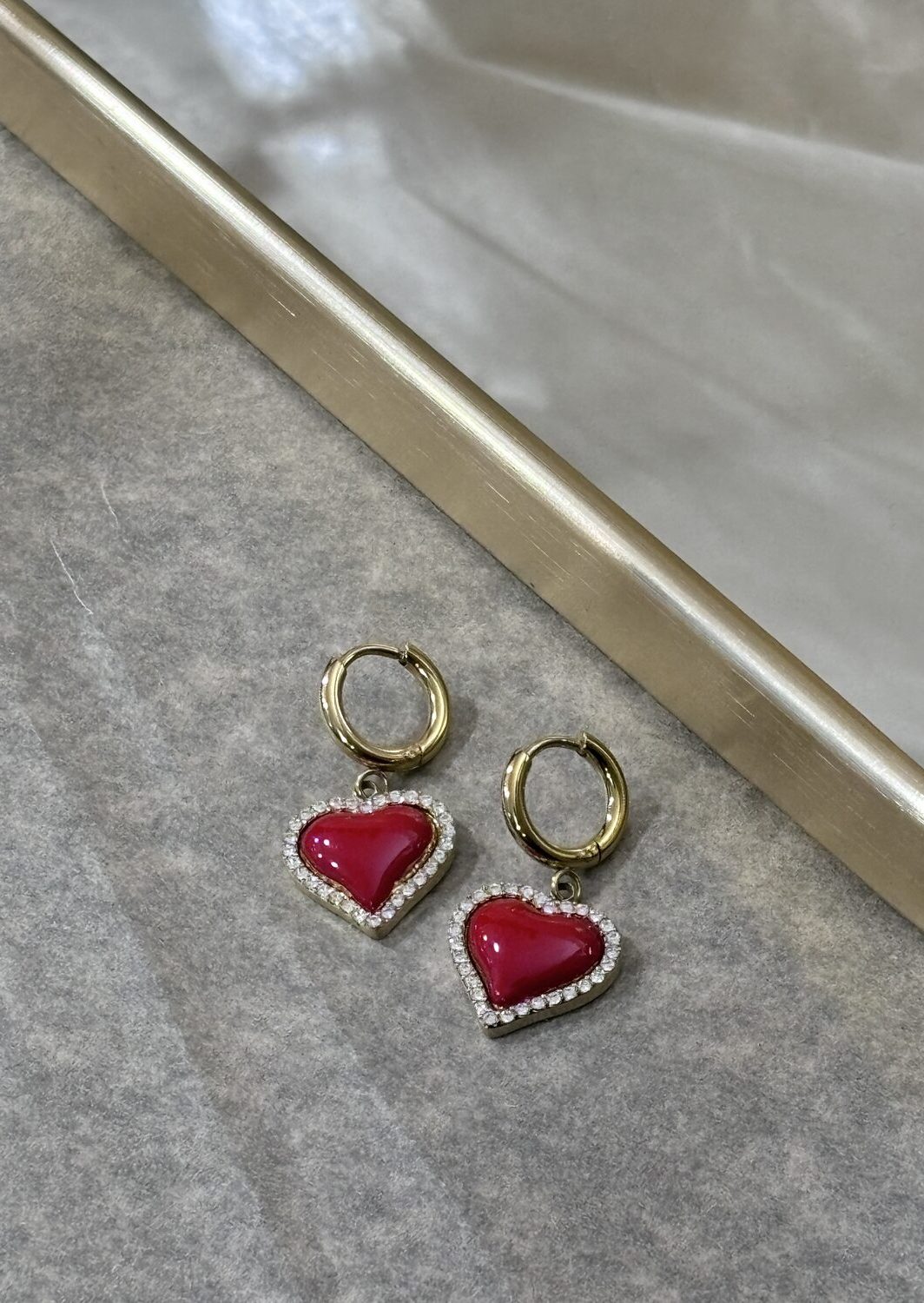 Σκουλαρίκια Red Heart Gold