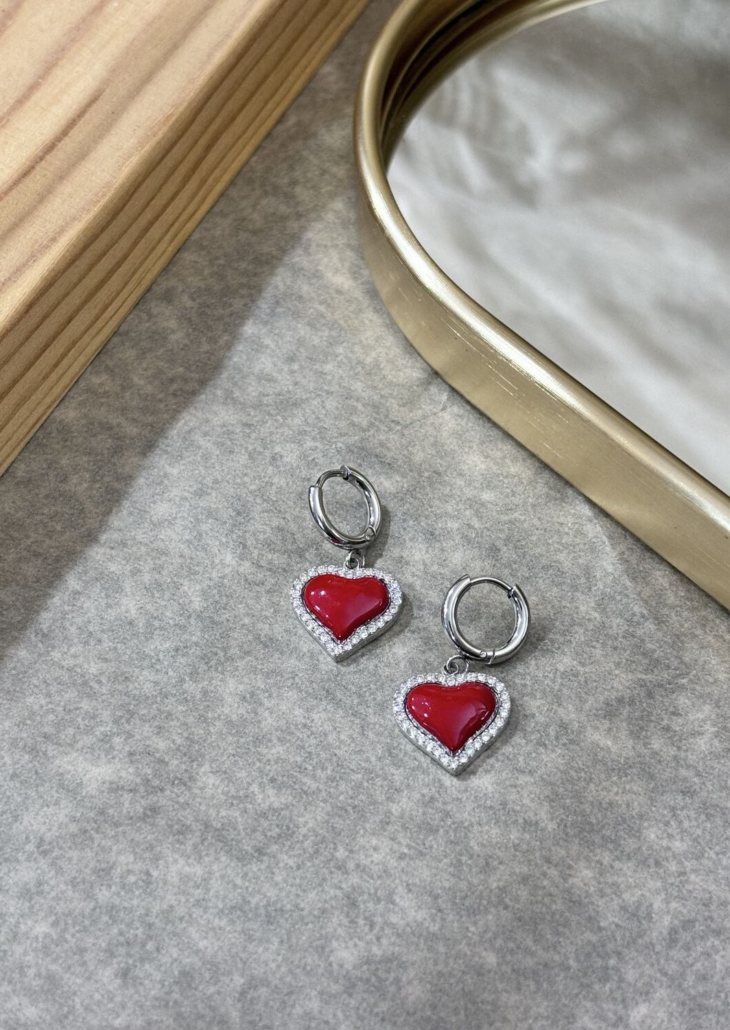 Σκουλαρίκια Red Heart Silver