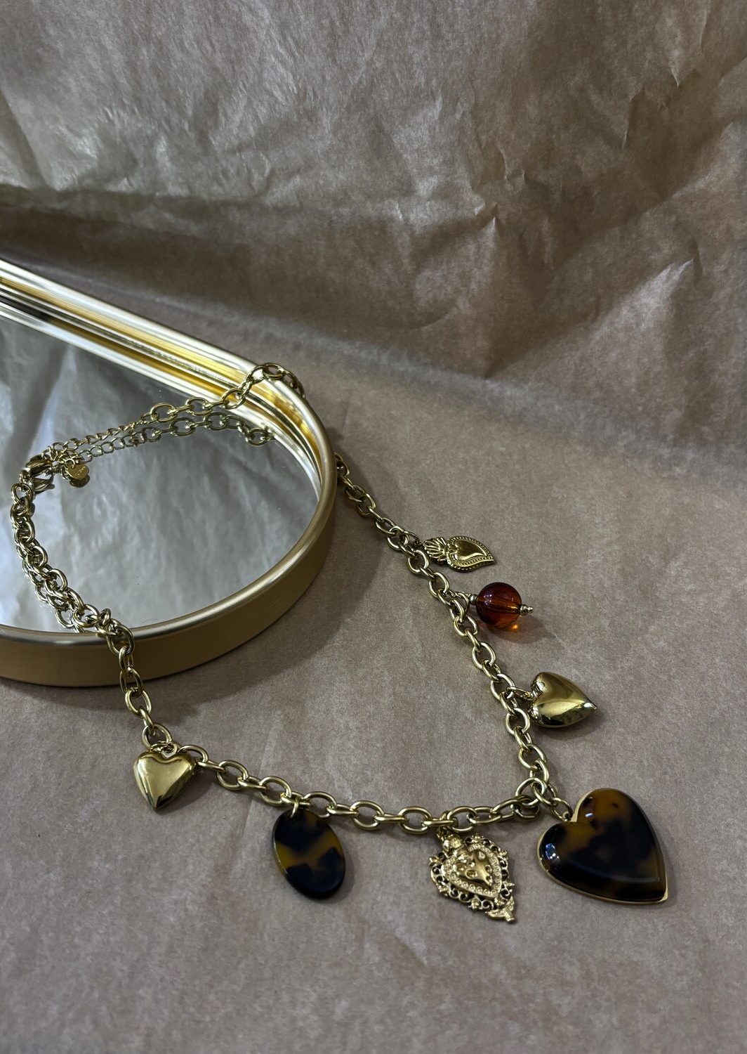 Κολιέ Brown Heart Gold